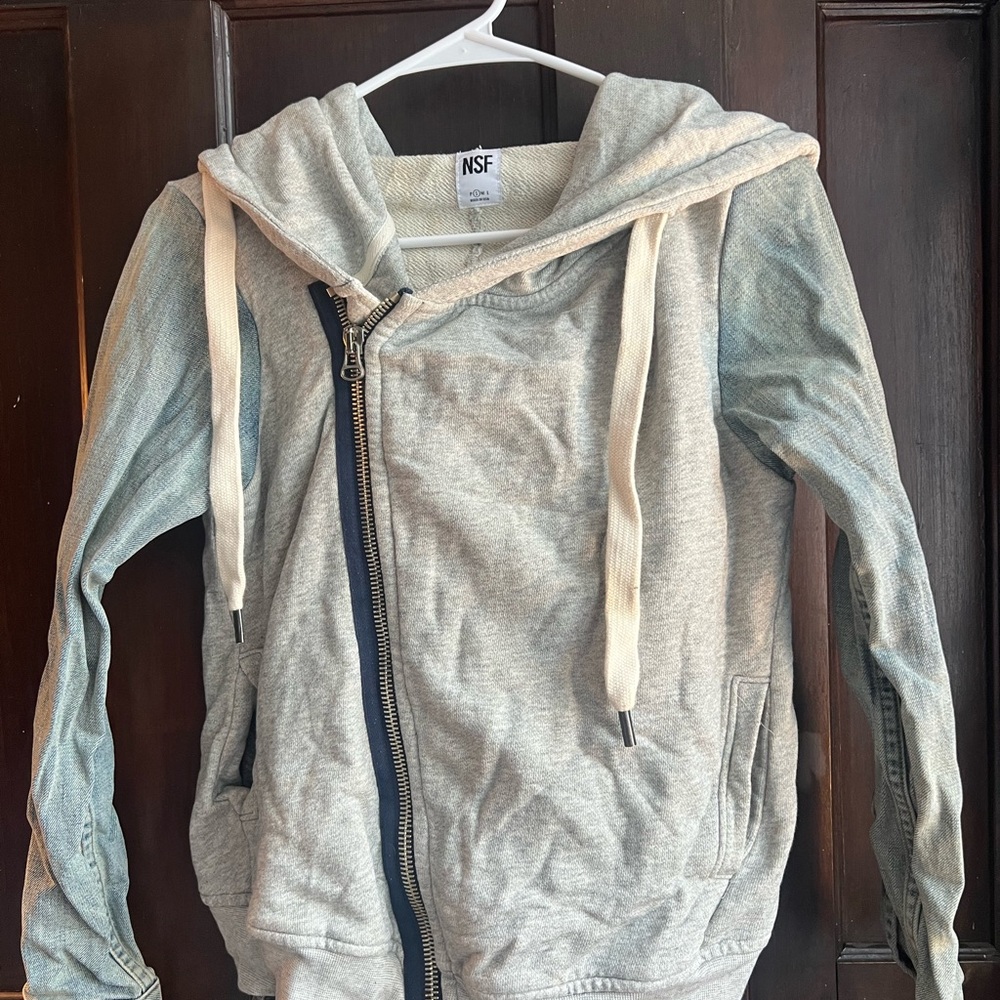 NSF Gray Asymmetrical Zip-Up Hoodie
